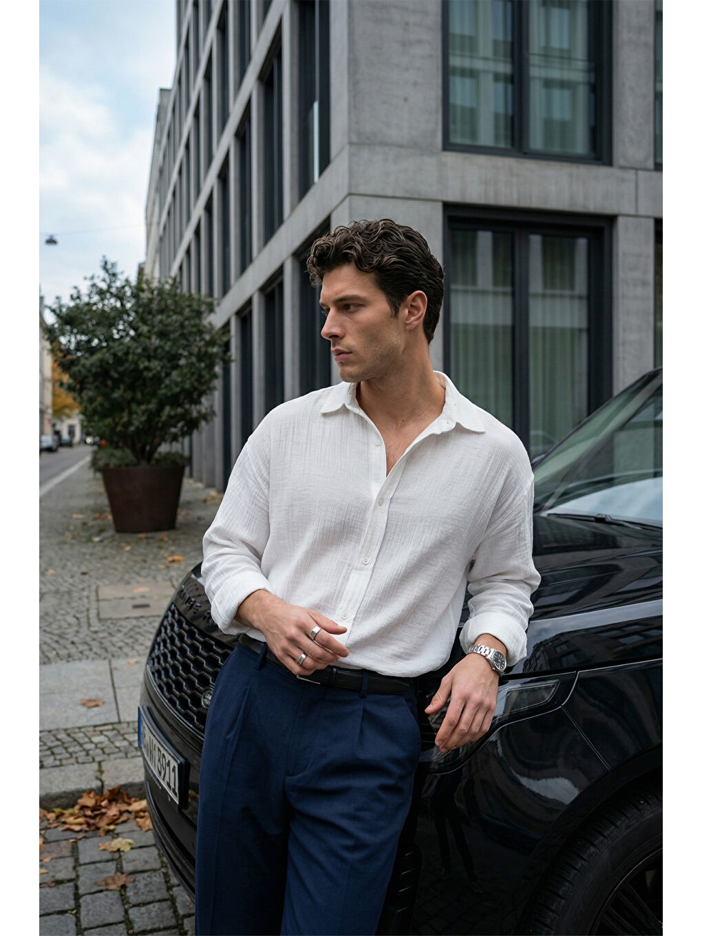 Beyaz Yurin Erkek Premium Müslin %100 Pamuk Oversize Uzun Kollu Gömlek