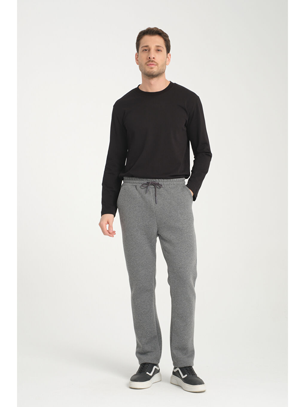 Antrasit Beli Lastikli Erkek Eşofman Altı 0022-1