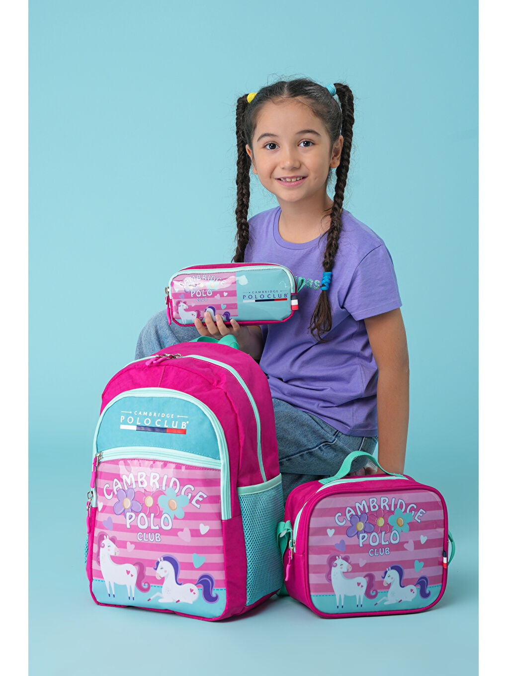 Minimal Temalı 3'lü Kız Çocuk İlkokul Çanta Seti-2