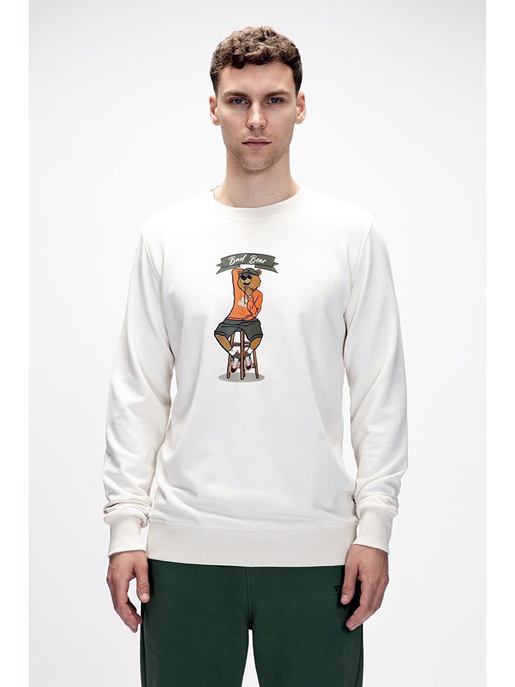 Beyaz Acme Marshmallow Erkek Baskılı Sweatshirt