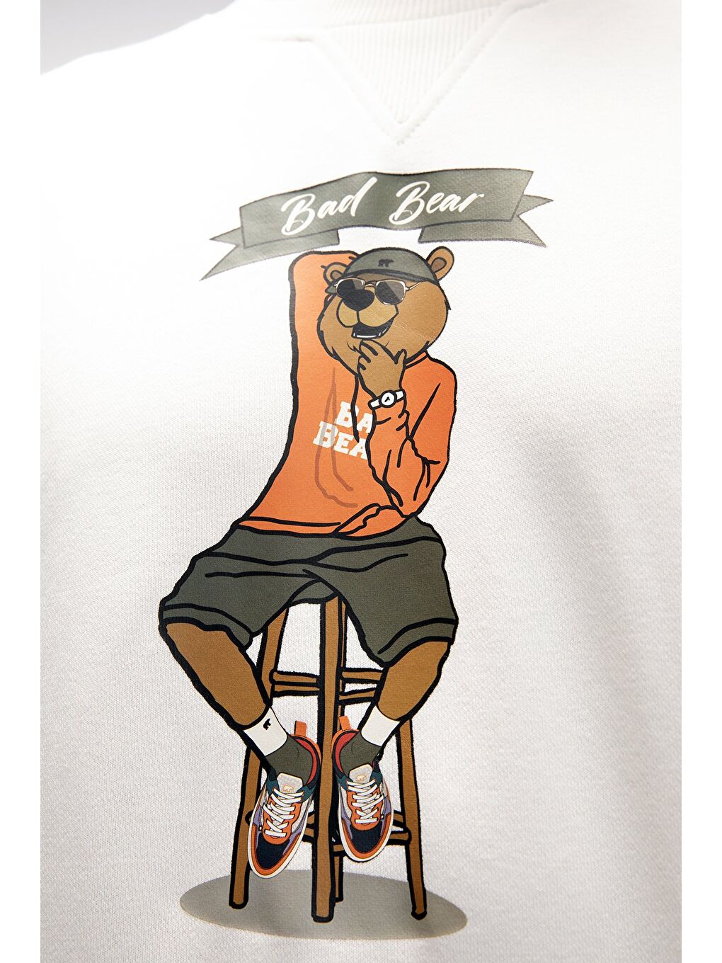 Beyaz Acme Marshmallow Erkek Baskılı Sweatshirt-1