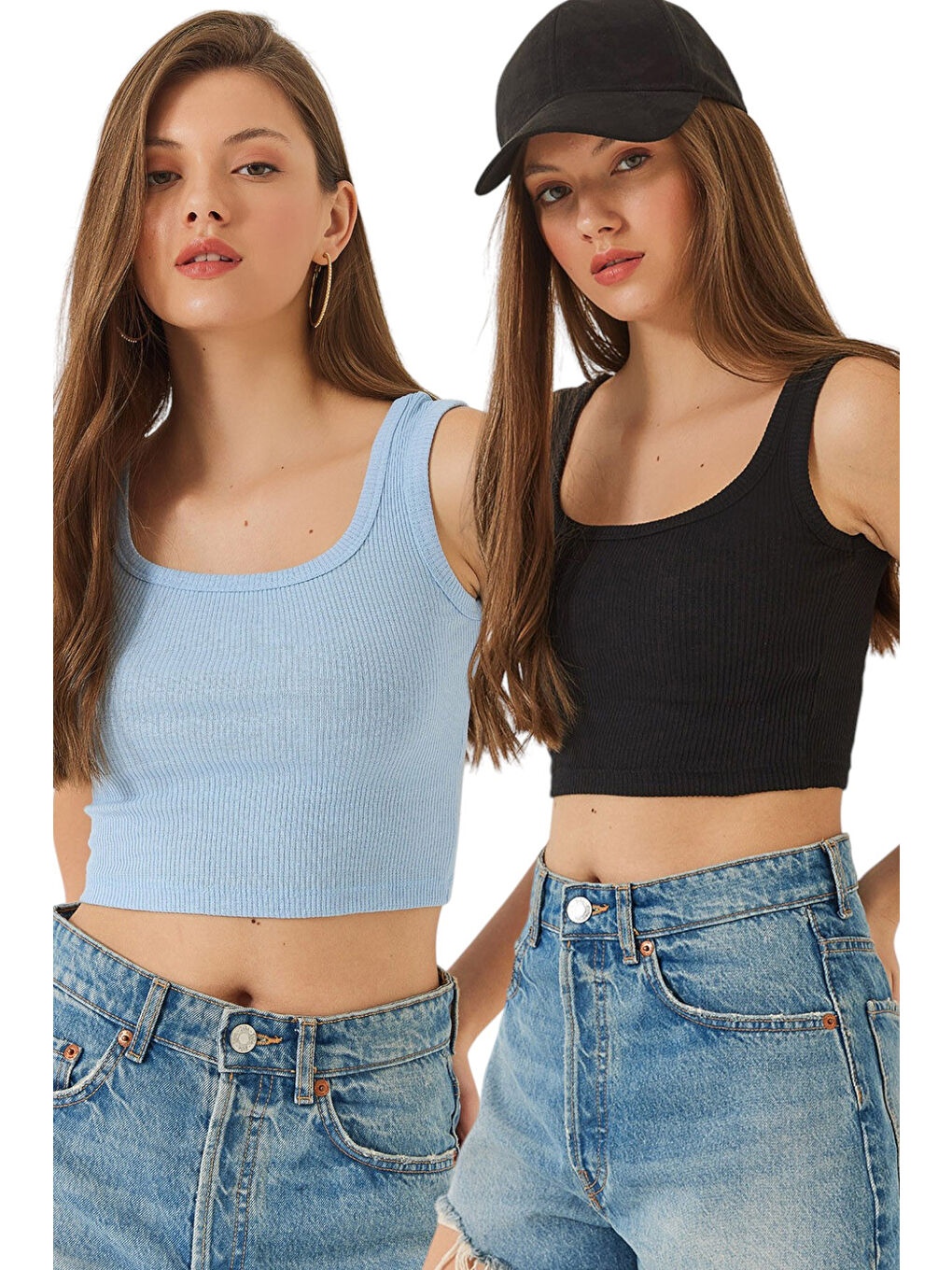 Mavi Kadın Askılı Fitilli Kaşkorse Bluz