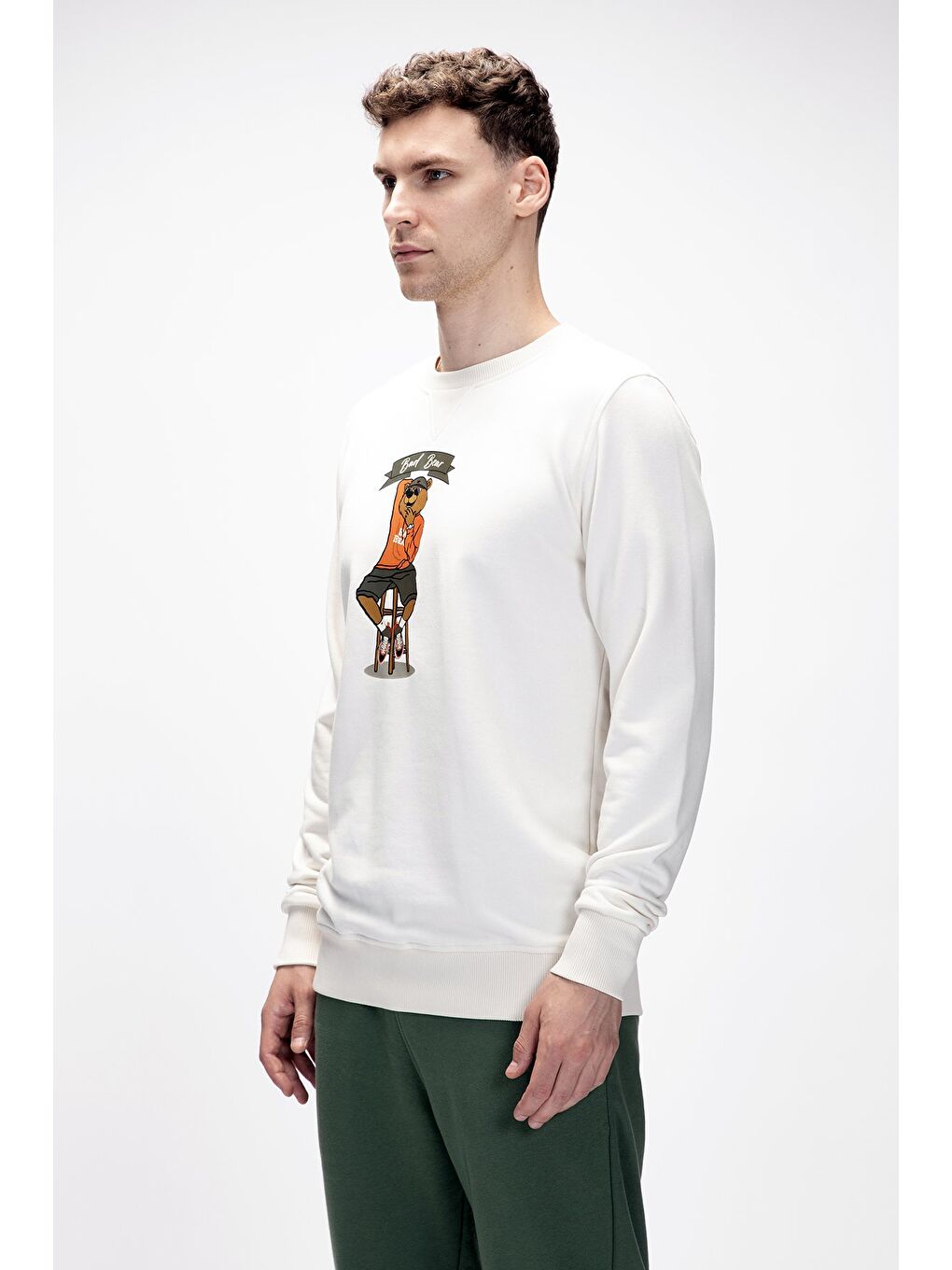 Beyaz Acme Marshmallow Erkek Baskılı Sweatshirt-2