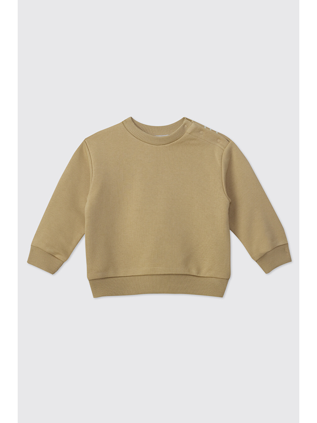Erkek Bebek Bisiklet Yaka Baskı Detaylı Bej Sweatshirt