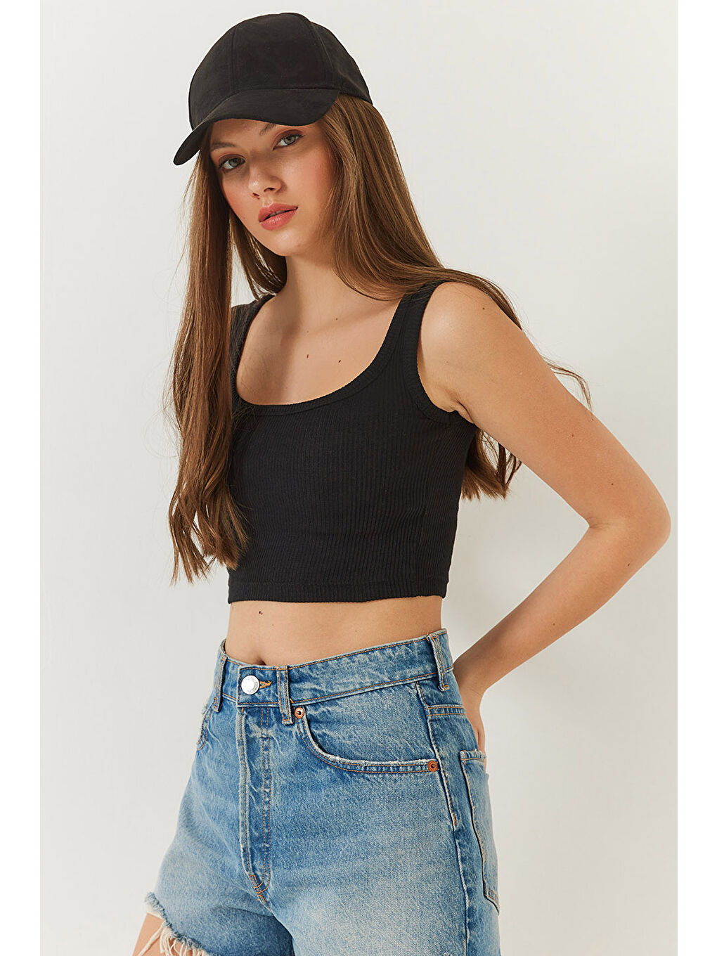 Mavi Kadın Askılı Fitilli Kaşkorse Bluz-4