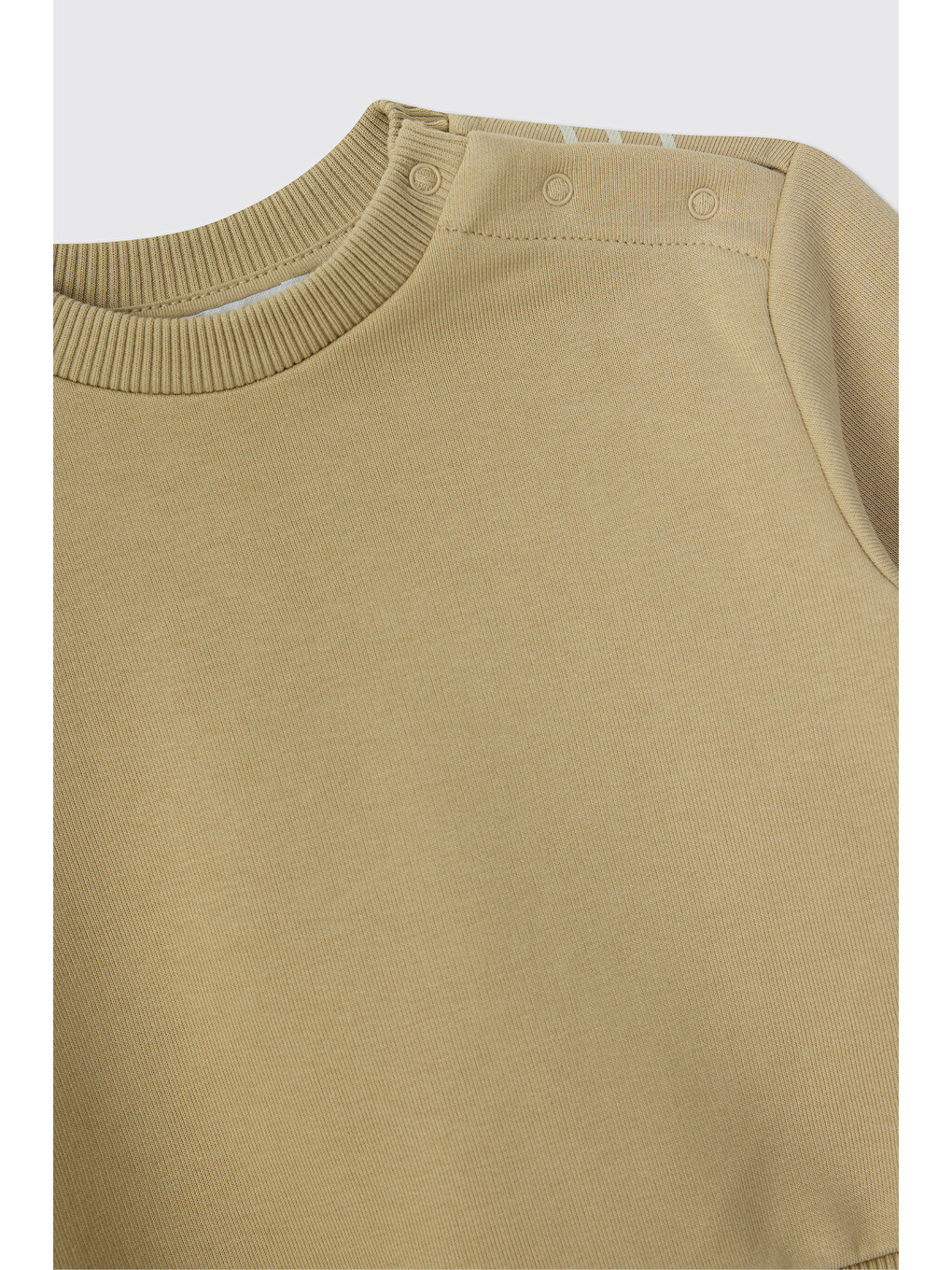 Erkek Bebek Bisiklet Yaka Baskı Detaylı Bej Sweatshirt-2