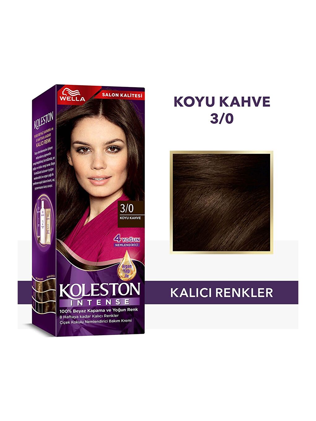 Wella Renksiz Koleston Intense Saç Boyası 3/0 Koyu Kahve - Salon Kalitesi