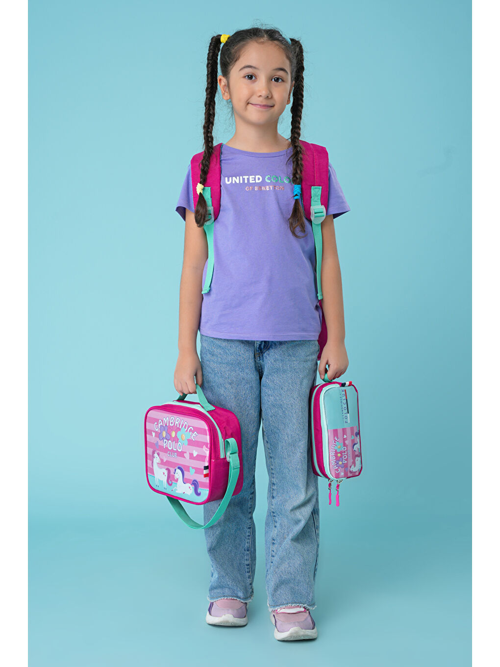 Minimal Temalı 3'lü Kız Çocuk İlkokul Çanta Seti-3