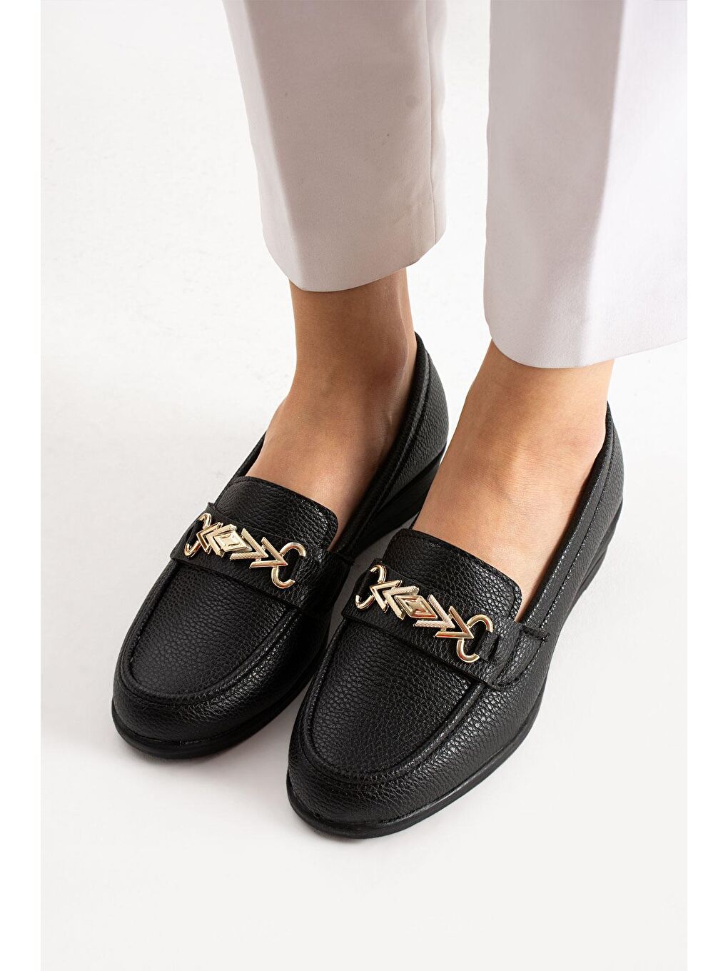 Siyah STL-503 Ortopedik Taban Kadın Babet Anne Ayakkabısı