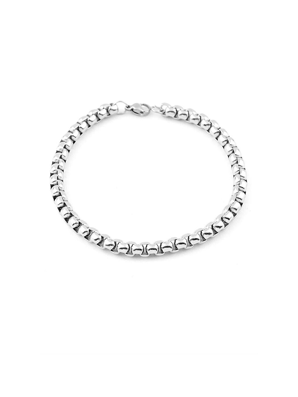 Gri Erkek Kalın Yuvarlak Çelik Bileklik (19cm)-4