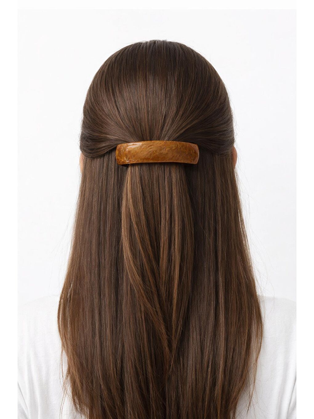 Kahverengi Natura Sedef Desenli Kemik Otomatik Saç Tokası-2