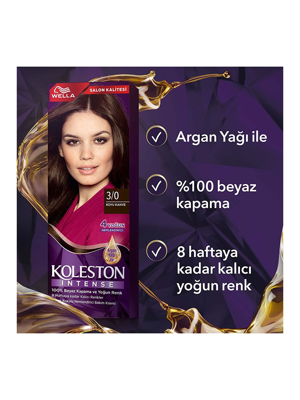 Wella Renksiz Koleston Intense Saç Boyası 3/0 Koyu Kahve - Salon Kalitesi - 5