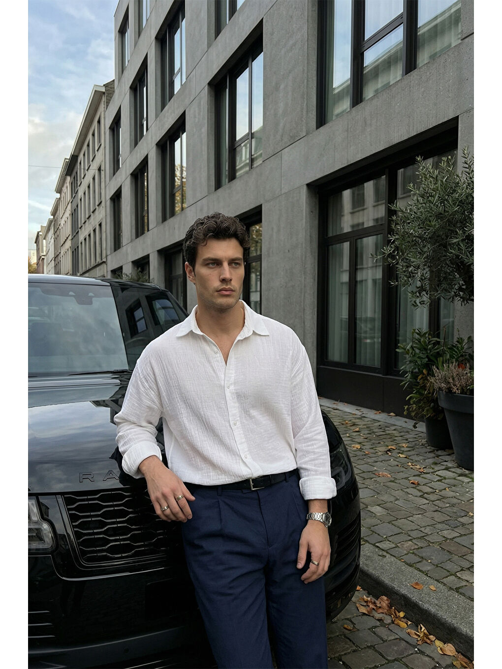 Beyaz Yurin Erkek Premium Müslin %100 Pamuk Oversize Uzun Kollu Gömlek-2