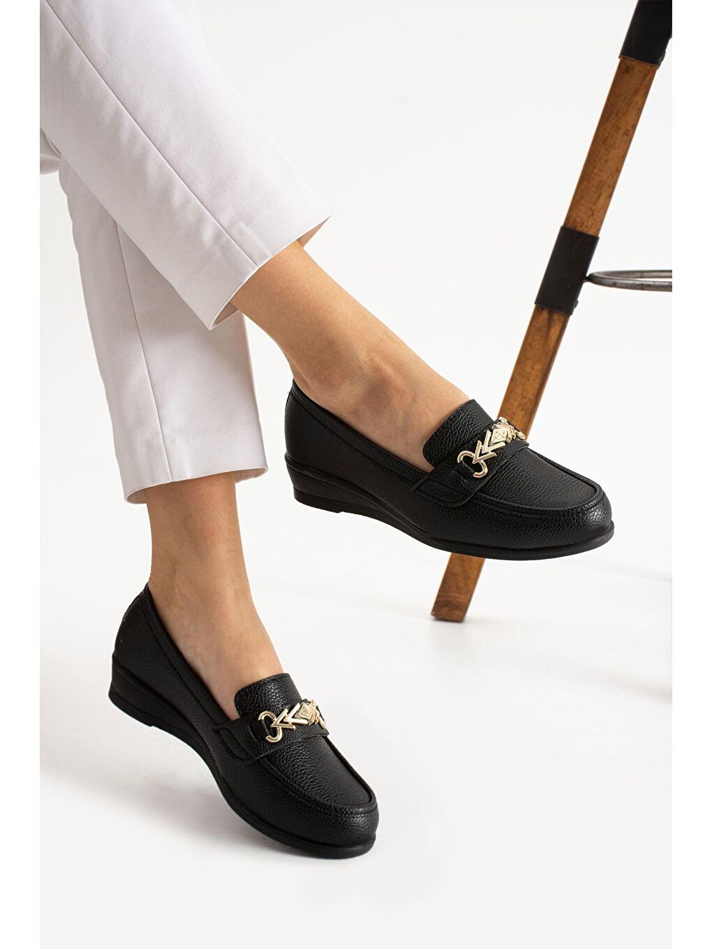 Siyah STL-503 Ortopedik Taban Kadın Babet Anne Ayakkabısı-2