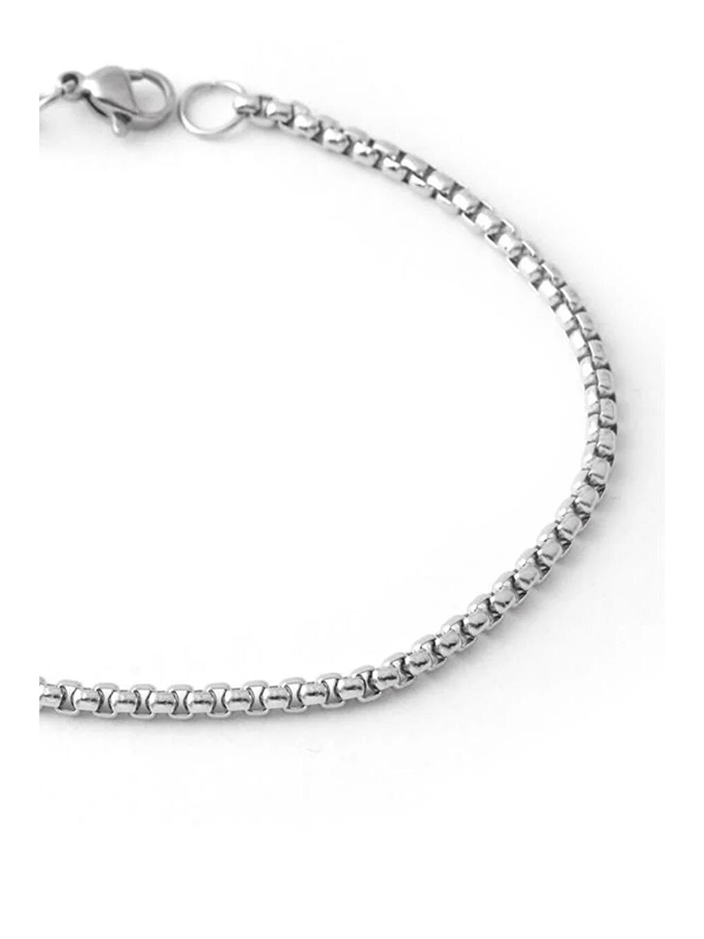 Gri Erkek İnce Yuvarlak Çelik Bileklik (19cm)-5