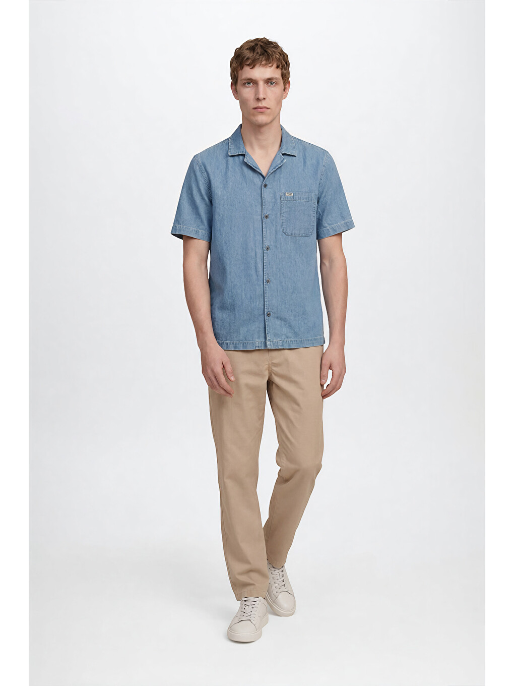 İndigo %100 Pamuk Relaxed Fit Rahat Kesim Gömlek Yaka Denim Gömlek-2
