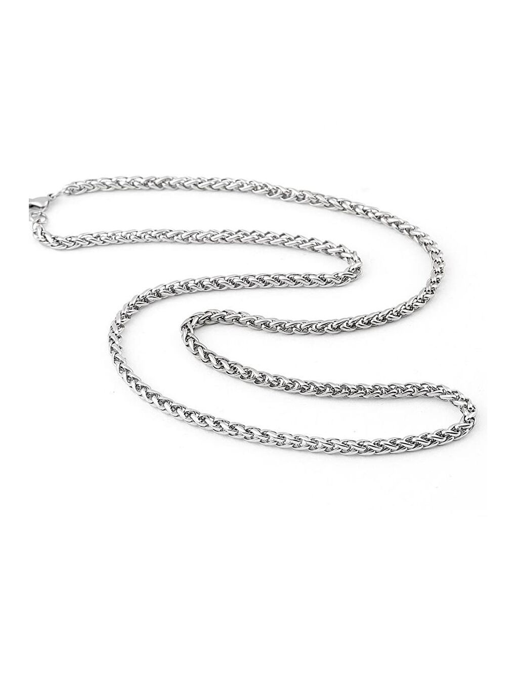 Gri Erkek İnce Burgu Çelik Kolye 60 cm