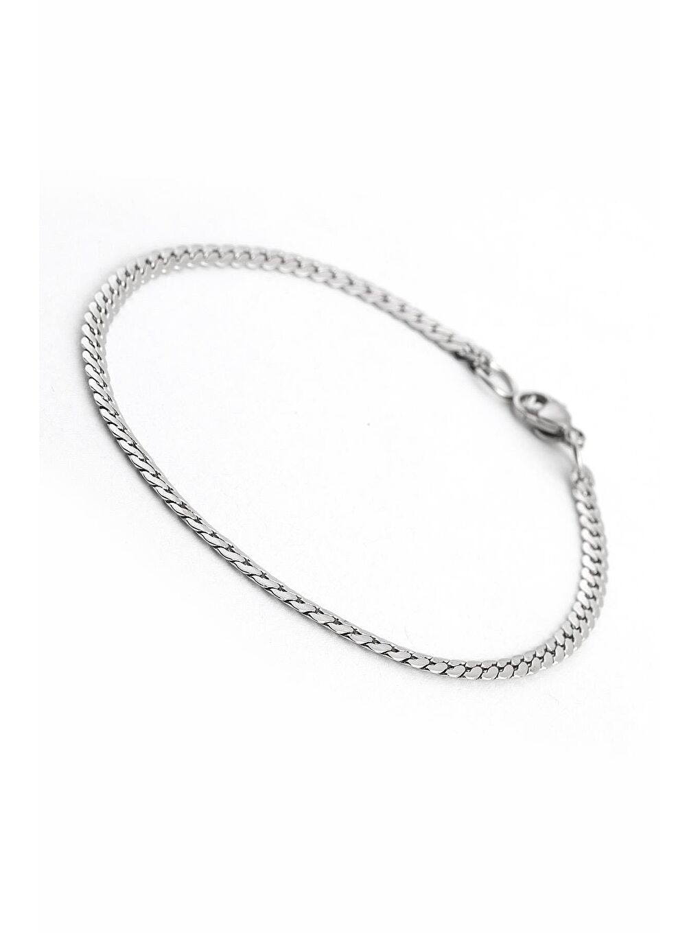 Gri Erkek Yassı İnce Çelik Bileklik-1