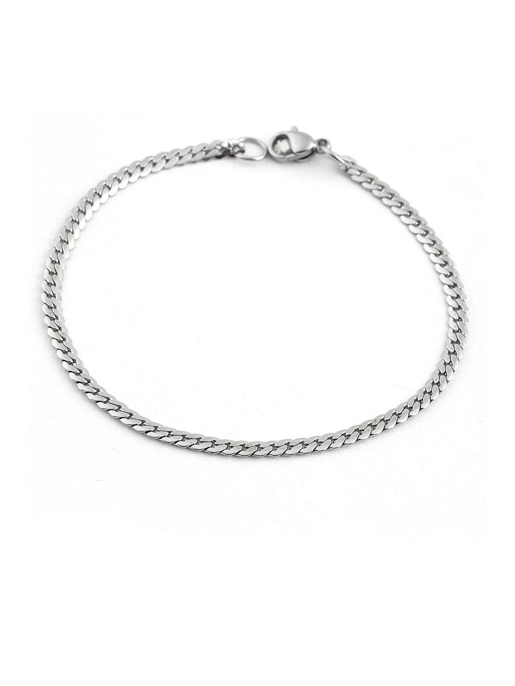 Gri Erkek Yassı İnce Çelik Bileklik-2