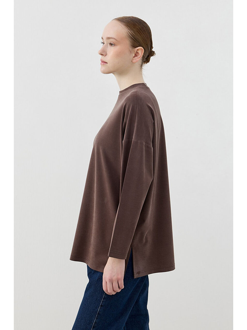 Spor Model Bluz Tunik 1807 Kahverengi-1