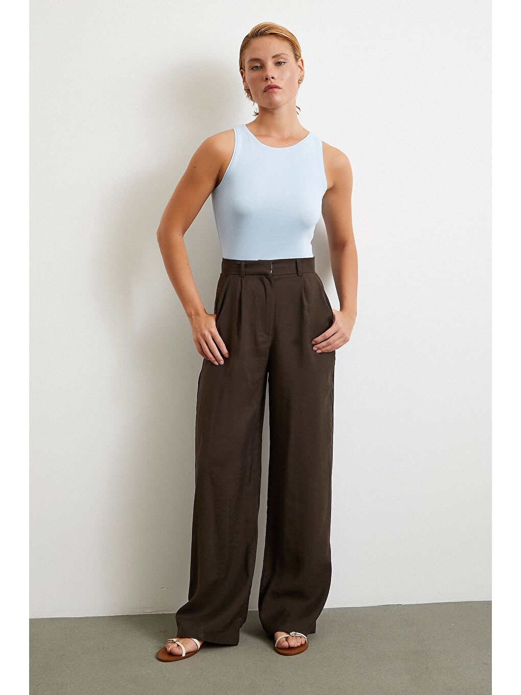 Basic Crop Top Mavi-1