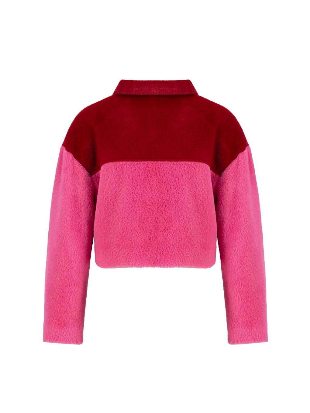 Blok Renkli Pelüş Ceket 24K5600 Kırmızı-6