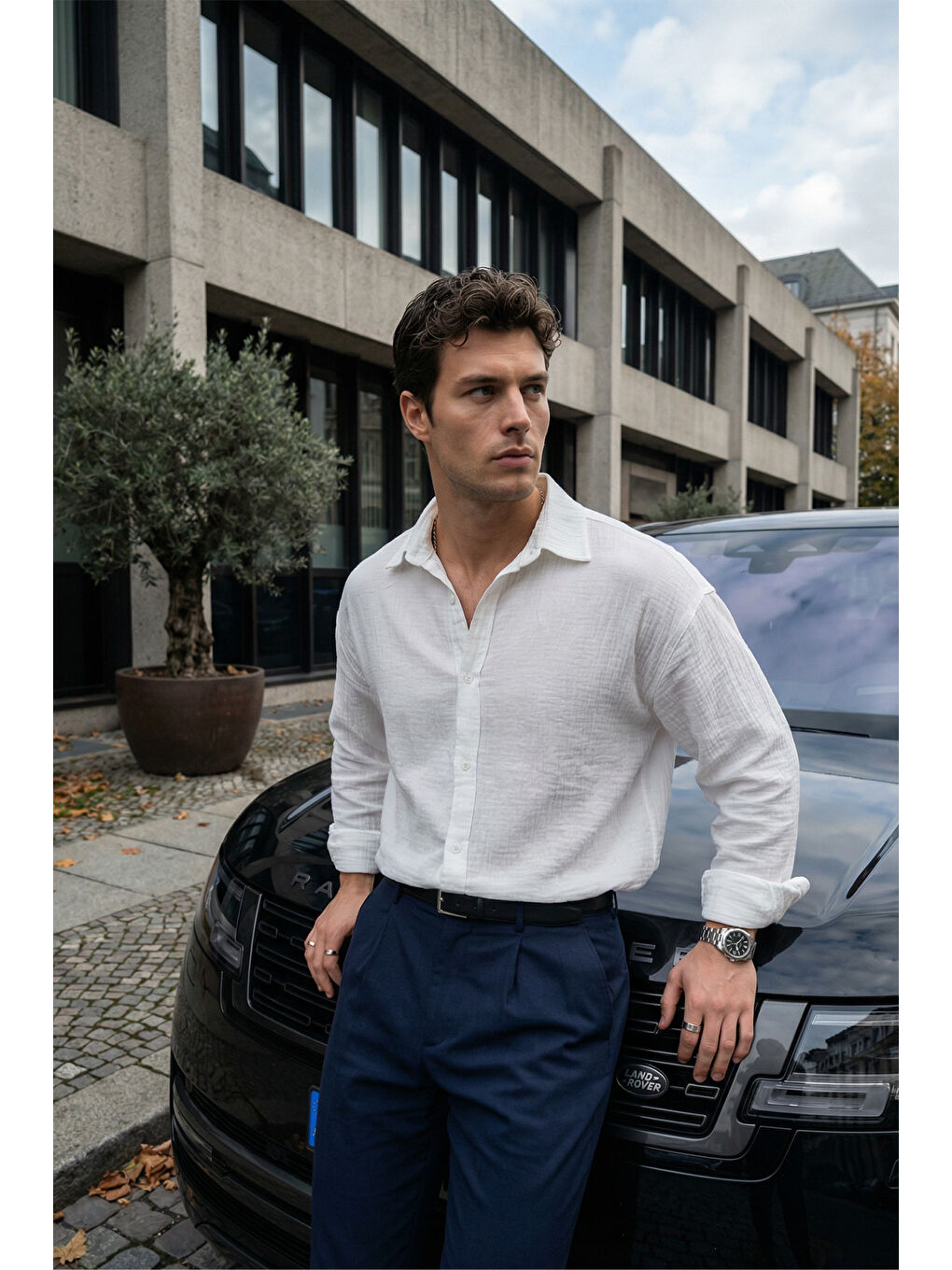 Beyaz Yurin Erkek Premium Müslin %100 Pamuk Oversize Uzun Kollu Gömlek-6