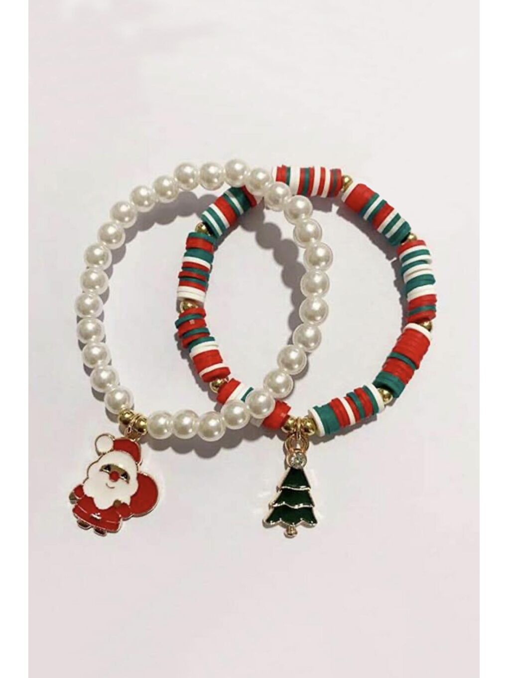 Karışık Yılbaşı Hediyelik İnci ve Fimo Boncuklu Çocuk Bileklik Seti-2
