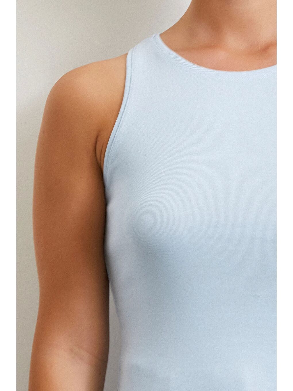 Basic Crop Top Mavi-3