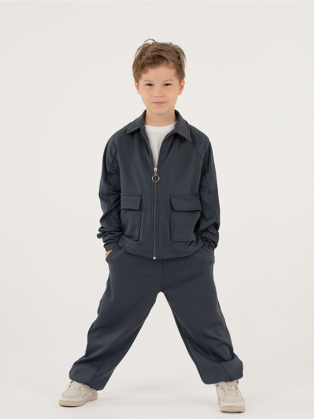 Erkek Çocuk Pocket Antrasit Yumuşak Modal Eşofman Takım-1