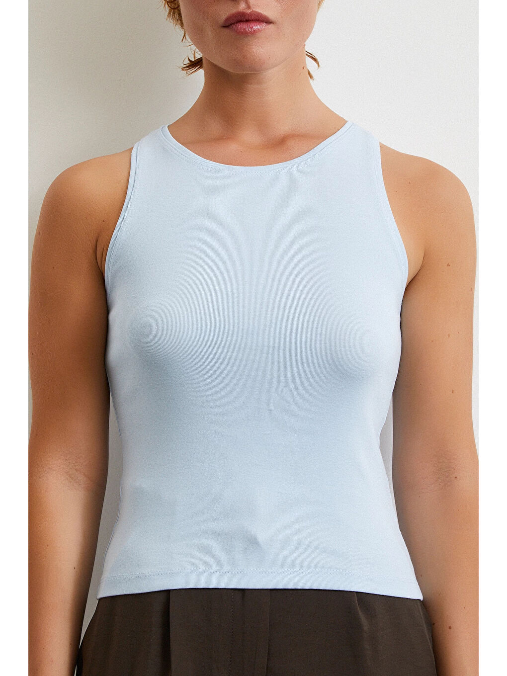 Basic Crop Top Mavi-4