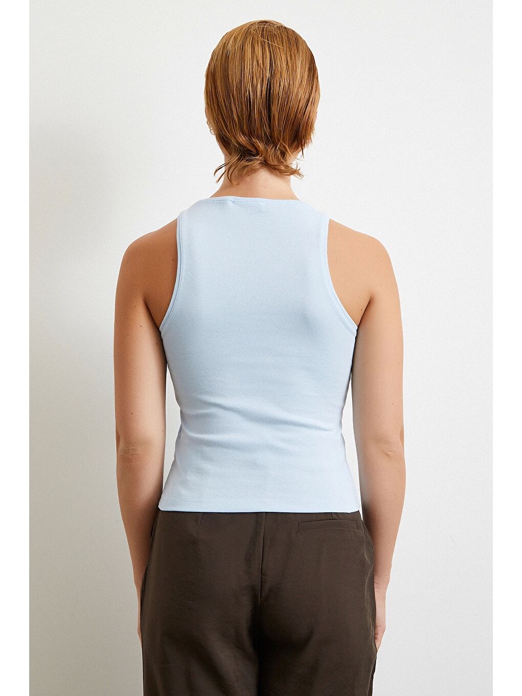 Basic Crop Top Mavi-5