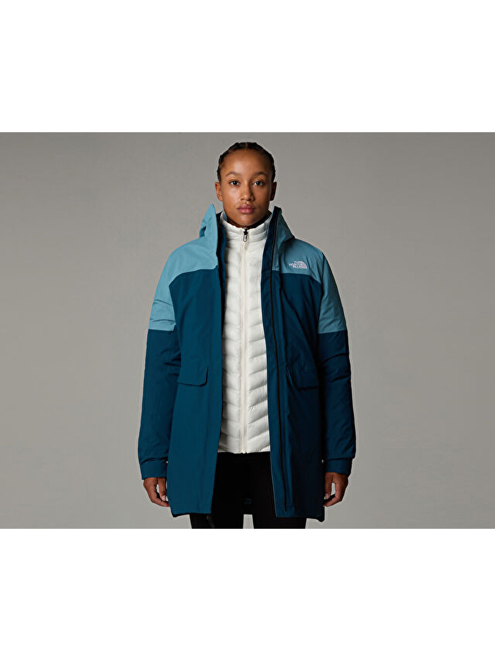 W Dryvent Mono Triclimate Parka Kadın Outdoor Montu Nf0a88t94oj1 Mavi-4