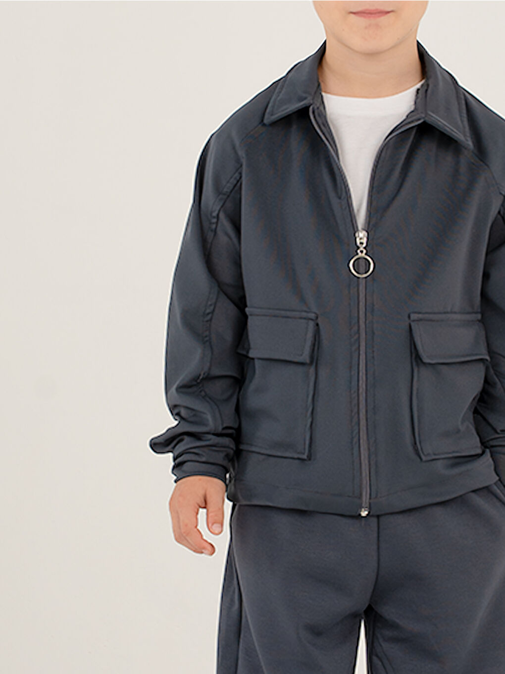 Erkek Çocuk Pocket Antrasit Yumuşak Modal Eşofman Takım-3