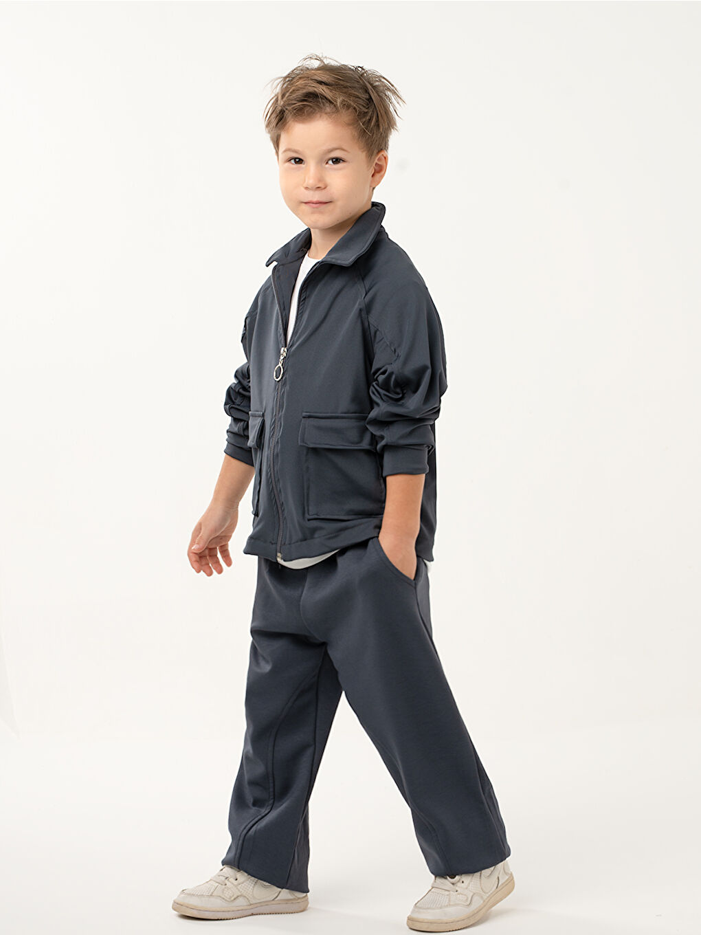 Erkek Çocuk Pocket Antrasit Yumuşak Modal Eşofman Takım-4