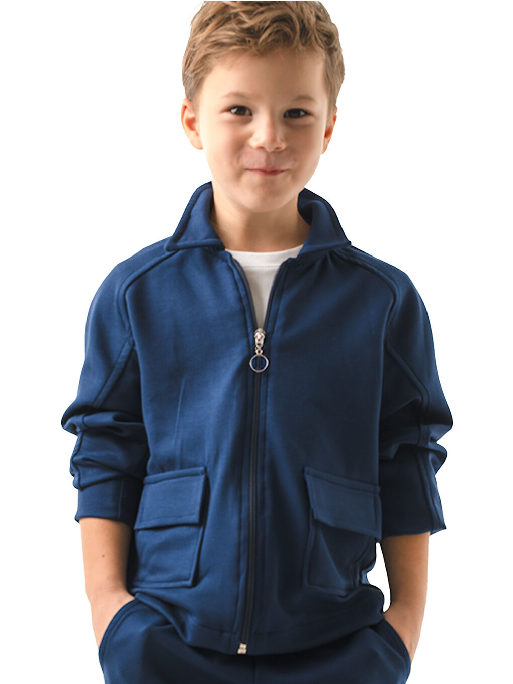 Erkek Çocuk Pocket İndigo Yumuşak Modal Eşofman Takım-1