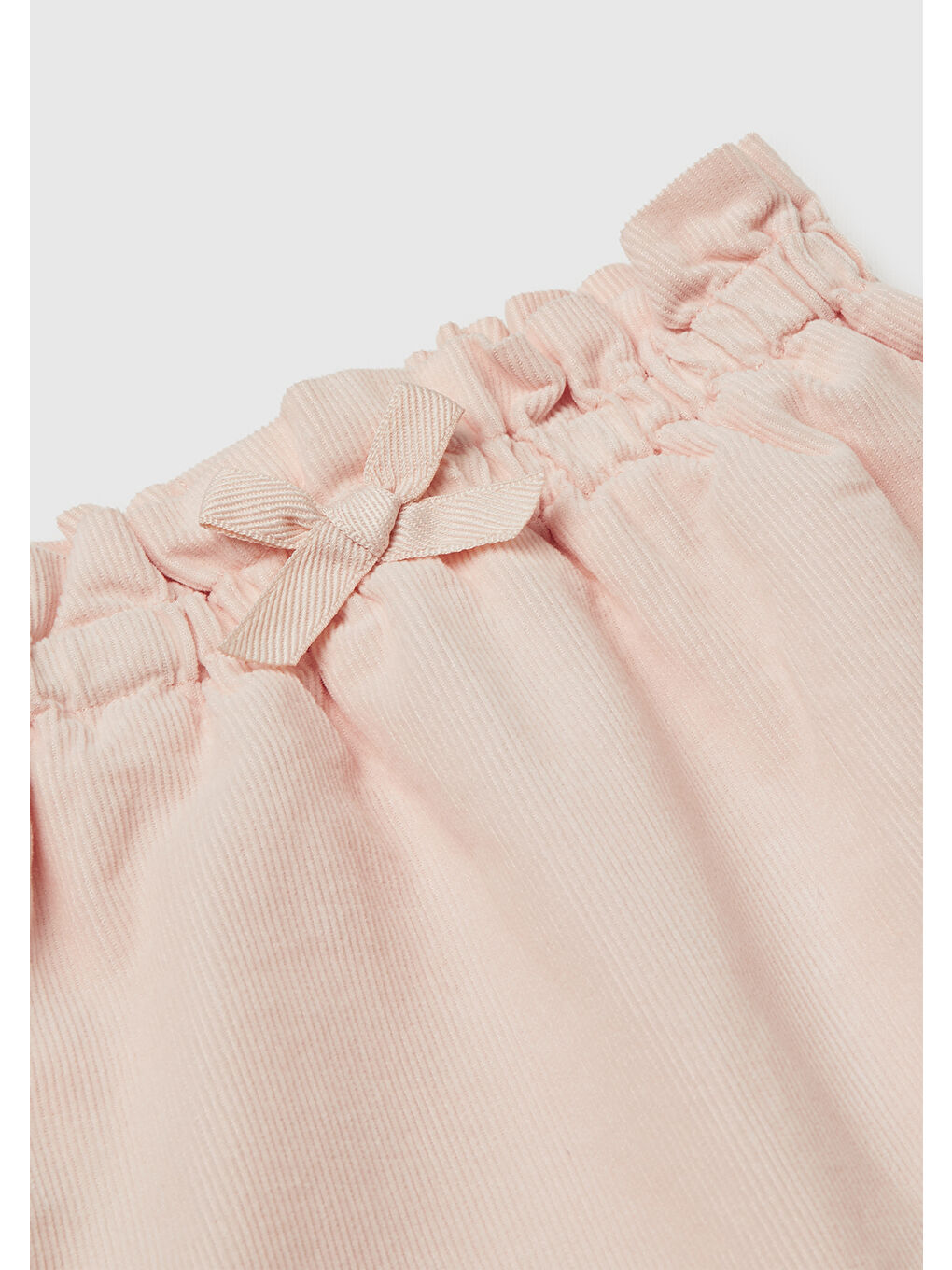 Bebek Toz Pembe Fiyonk ve Etiket Detaylı Kadife Pantolon-2
