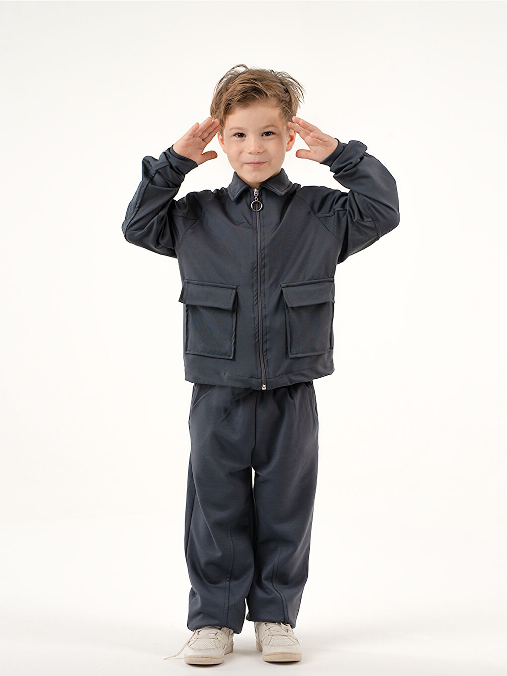 Erkek Çocuk Pocket Antrasit Yumuşak Modal Eşofman Takım-5
