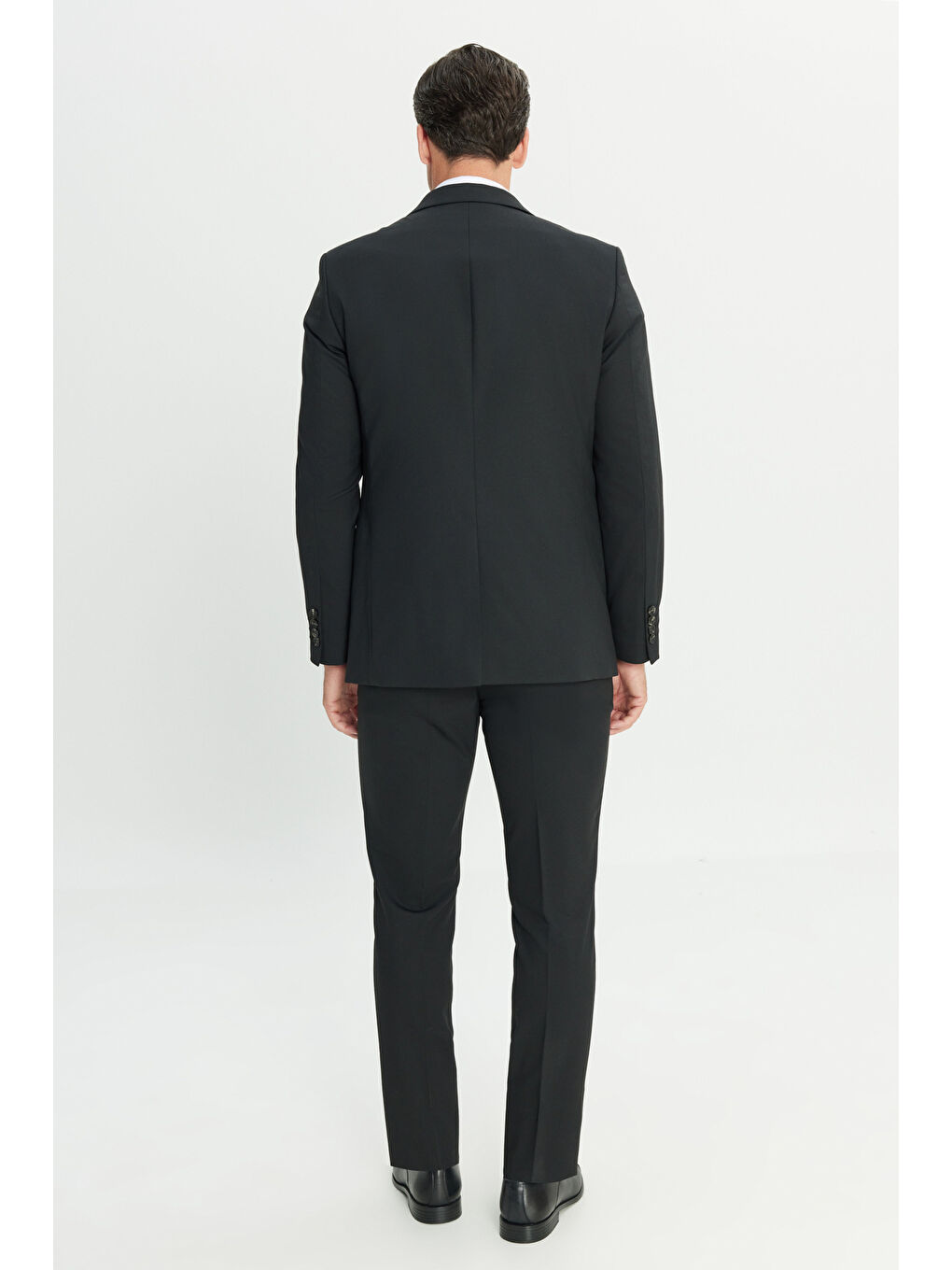 Erkek Siyah Su Geçirmez Ekstra Slim Fit Kırlangıç Yaka Yünlü Nano Takım Elbise-7