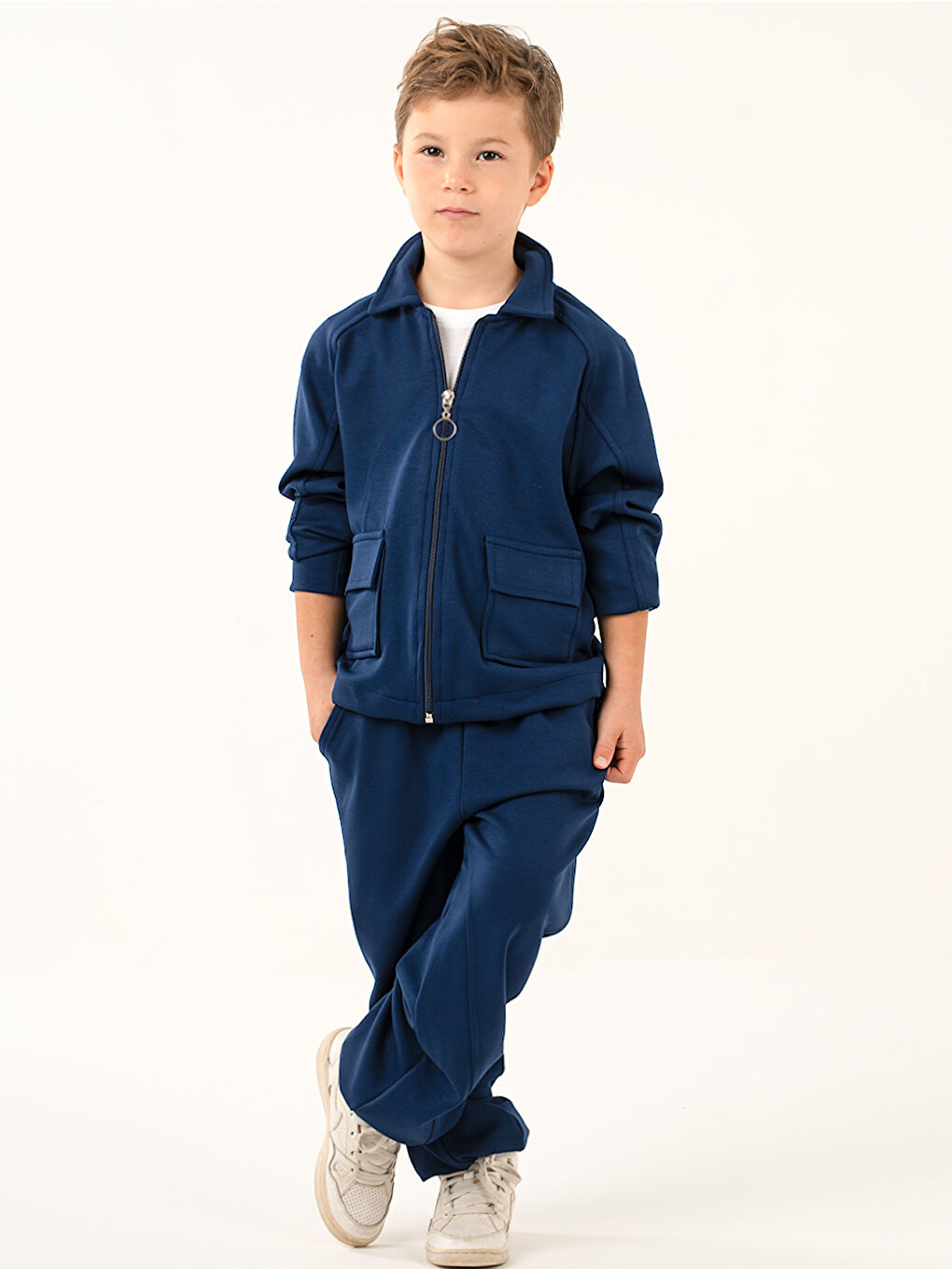 Erkek Çocuk Pocket İndigo Yumuşak Modal Eşofman Takım-3