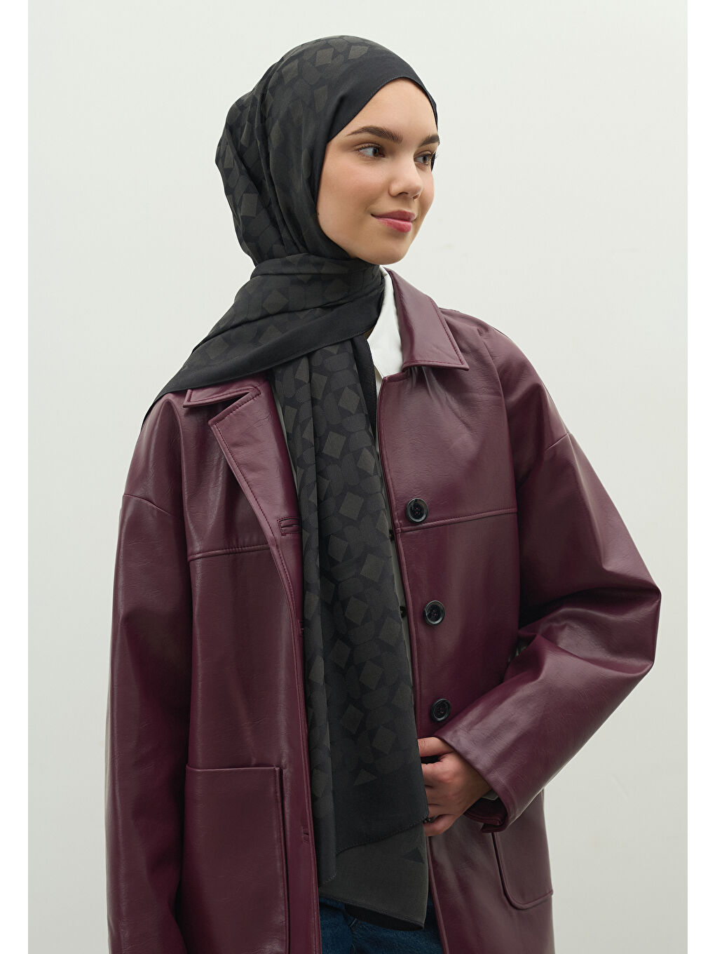 Antrasit OSLO PAMUK FLOŞ JAKARLI ŞAL ANTRASİT