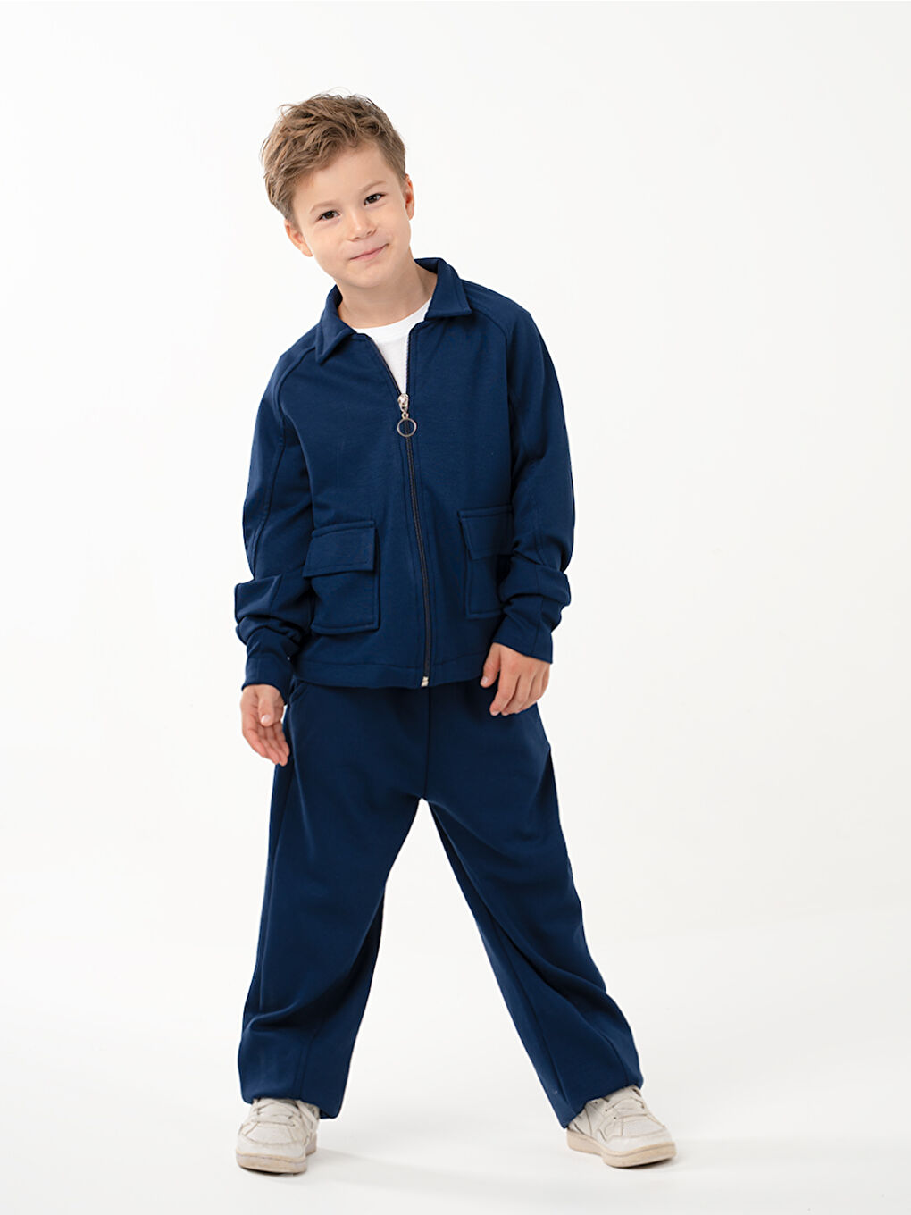 Erkek Çocuk Pocket İndigo Yumuşak Modal Eşofman Takım-4