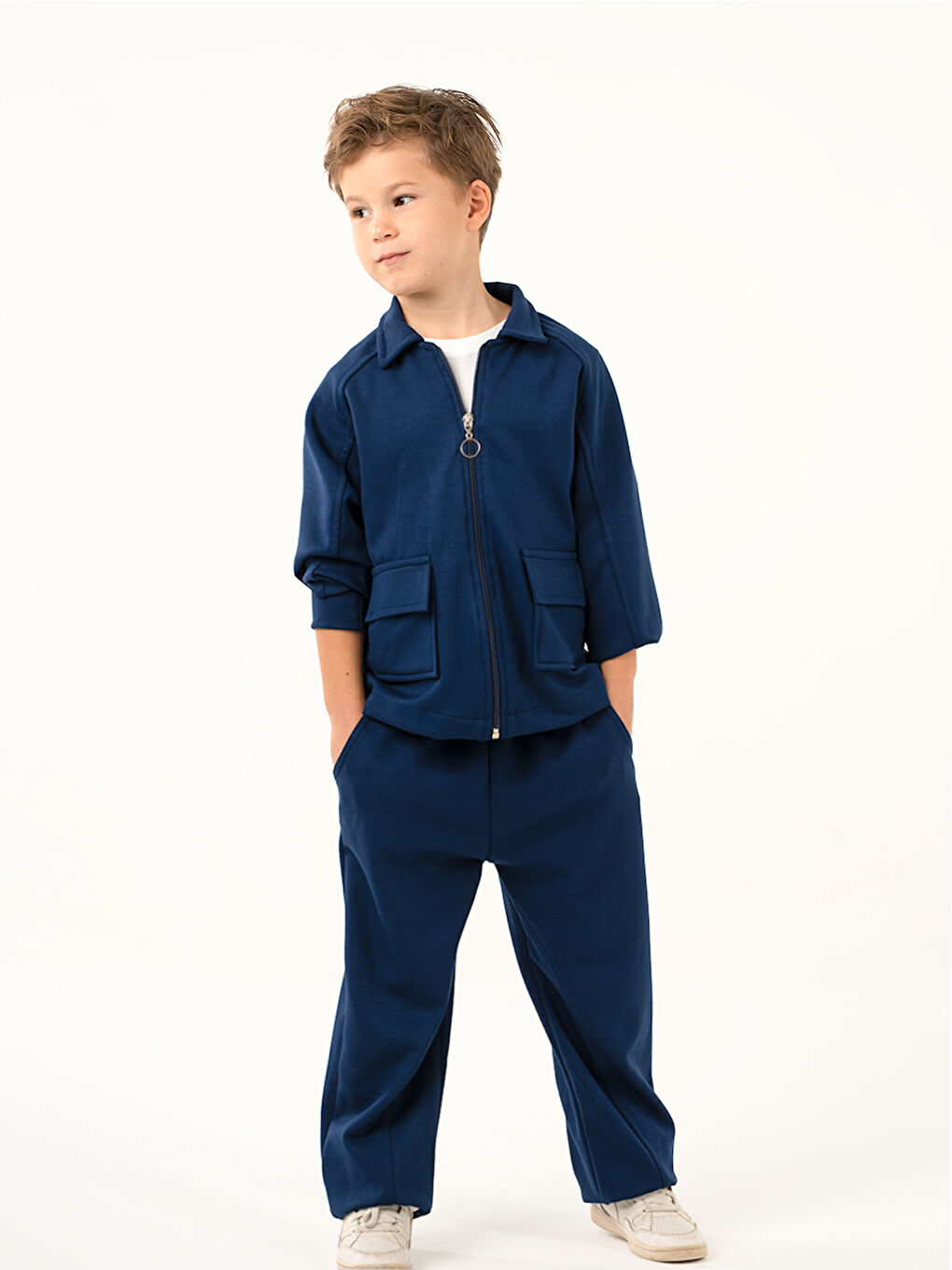 Erkek Çocuk Pocket İndigo Yumuşak Modal Eşofman Takım-5