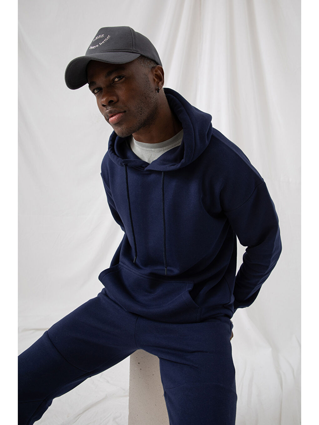 Erkek Stay Oversize Lacivert Hoodie