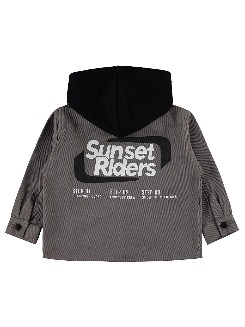 Boys Çift Cepli Kapüşonlu 2-5 Yaş Gömlek - Gri-1