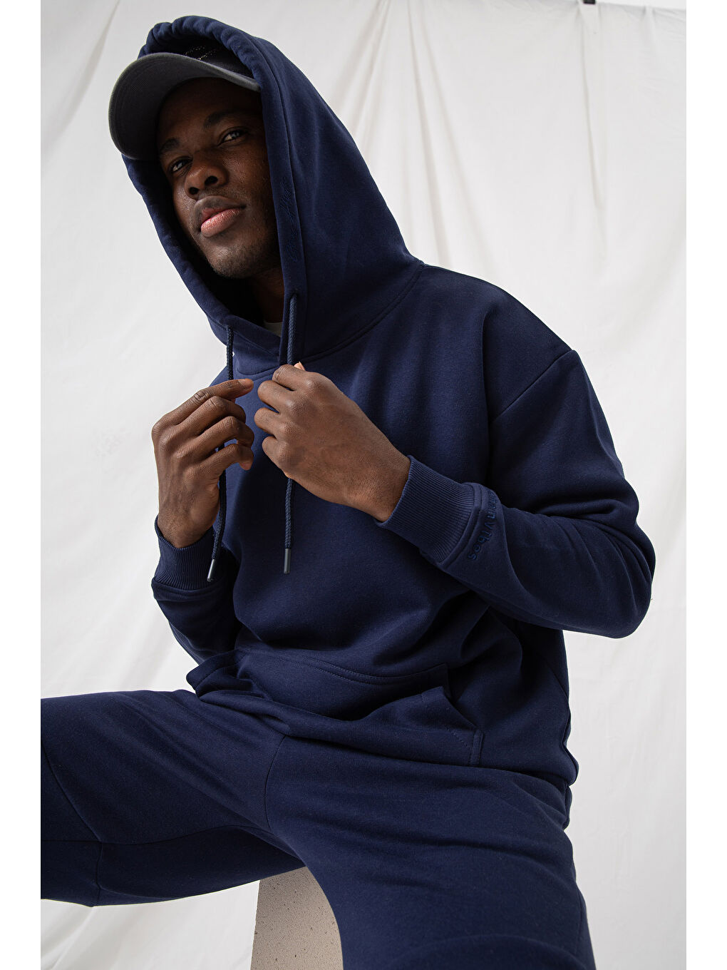 Erkek Stay Oversize Lacivert Hoodie-1