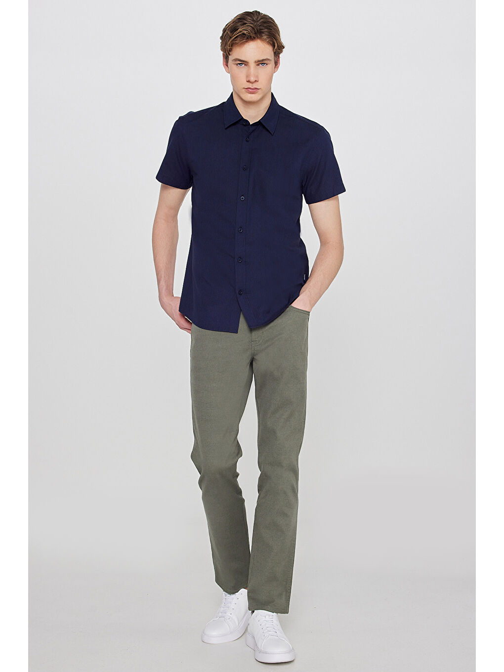 Lacivert Kısa Kollu Gömlek-2