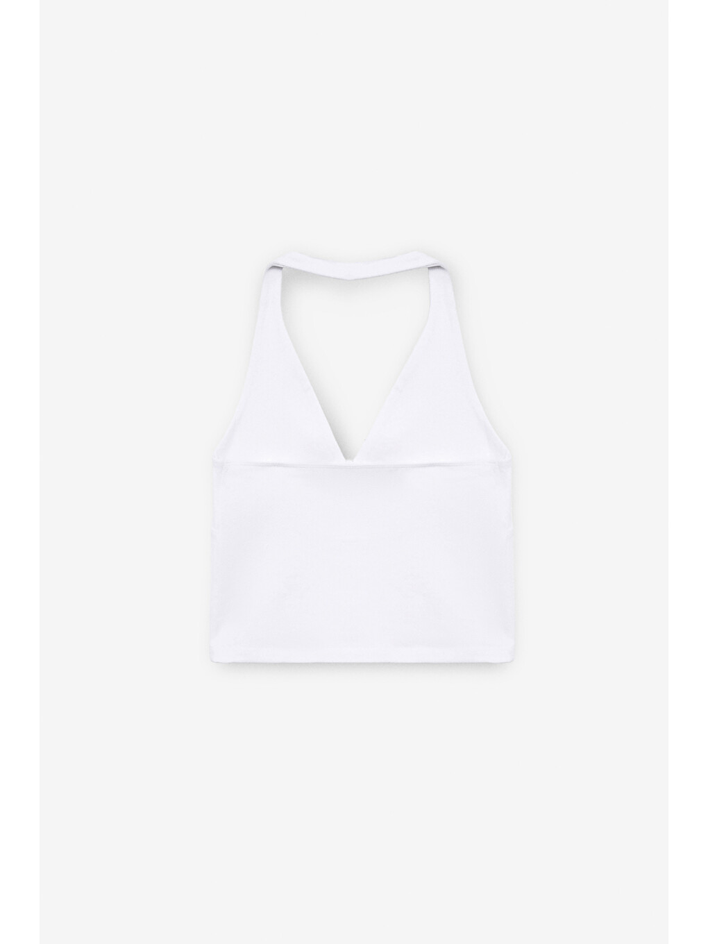 Morıenne Kadın Halter Yaka Kalın Askılı Sırtı Açık Crop Beyaz Bluz-2