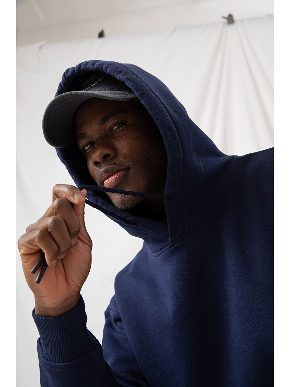 Erkek Stay Oversize Lacivert Hoodie-3