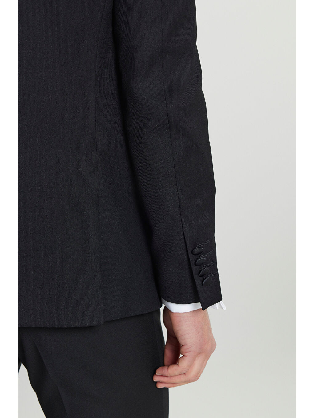 Erkek Siyah Slim Fit Kırlangıç Yaka Fleto Cepli Damatlık Smokin Takım-5